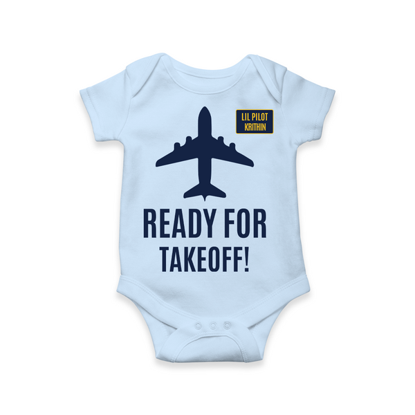 Flight Takeoff Baby Romper | Personalized Romper for Little Flyers - BABY BLUE - New Born (Chest 14")