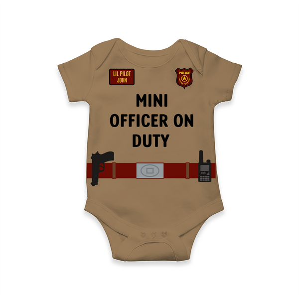 Future Police Officer Romper | Custom Name Baby Romper for Future Heroes - KAKI - New Born (Chest 14")