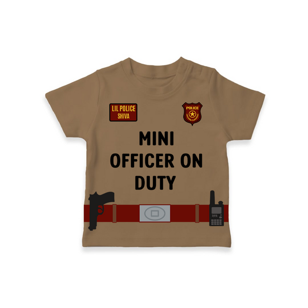 Personalized Mini Officer T-shirt | personalized T-shirt for Your Little Hero - KAKI - 0-5 Months Old (Chest 17")