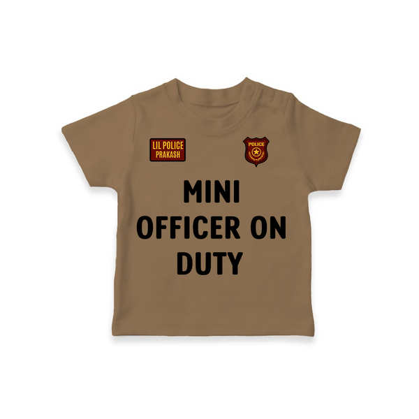 Personalized Mini Officer T-shirt | Custom T-shirt for Your Little Hero - KAKI - 0-5 Months Old (Chest 17")