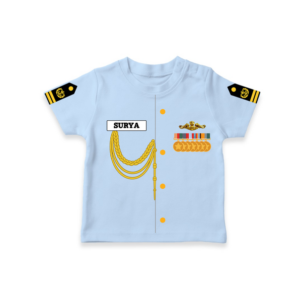 Custom Future Naval Officer T-shirt | Personalized T-shirt for Your Little Sailor - BABY BLUE - 0-5 Months Old (Chest 17")