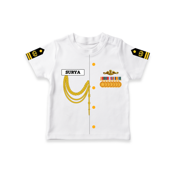 Custom Future Naval Officer T-shirt | Personalized T-shirt for Your Little Sailor - WHITE - 0-5 Months Old (Chest 17")