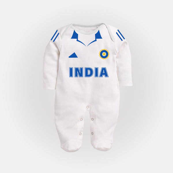 Custom Little Indian Sleep Suit | Personalized Sleep Suit with a Name and Number - WHITE - New Born (Chest 7.5")
