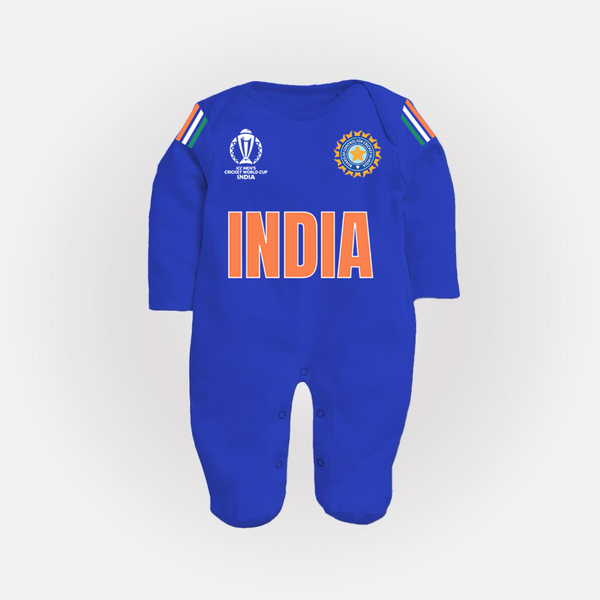 Custom Little Indian Sleep Suit | Personalized Sleep Suit with Name - COBALT BLUE - New Born (Chest 7.5")