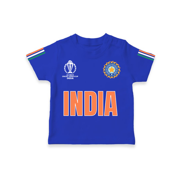 Custom Little Indian T-shirt | Personalized T-shirt with Name And Number - COBALT BLUE - 0-5 Months Old (Chest 17")