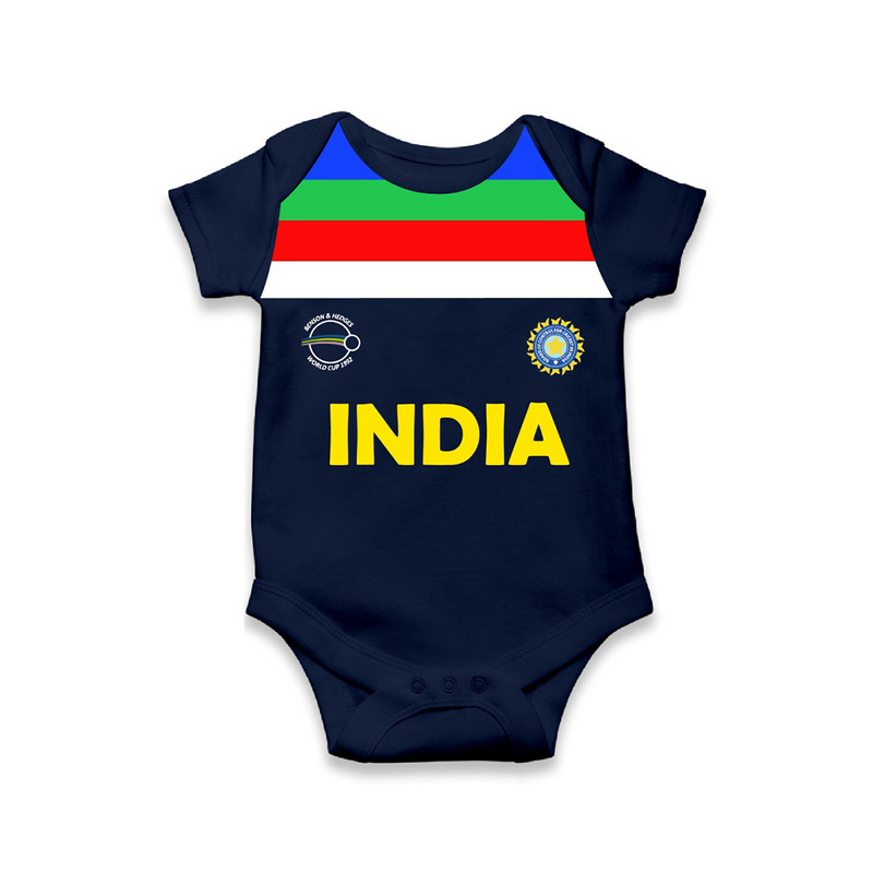 The Throwback Collection: India 1992 World Cup Romper - NAVY BLUE - New Born (Chest 14")