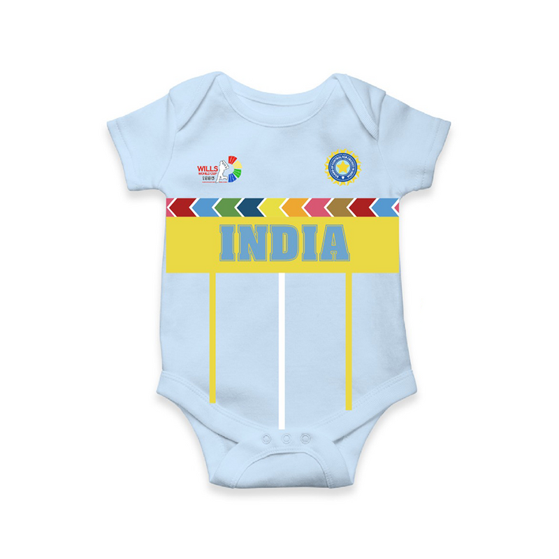 The 1996 Throwback Romper - A nod to the iconic light blue and yellow design. - BABY BLUE - New Born (Chest 14")