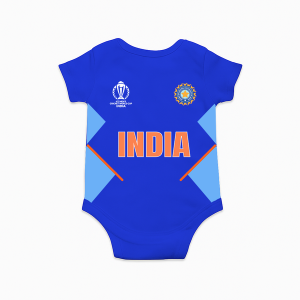 The 2019 Fan Wave Romper - Inspired by the fan-designed pattern representing a billion cheers. - COBALT BLUE - New Born (Chest 14")