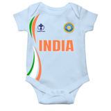 India Inspired Baby Cricket Romper – Tricolor Curve Design