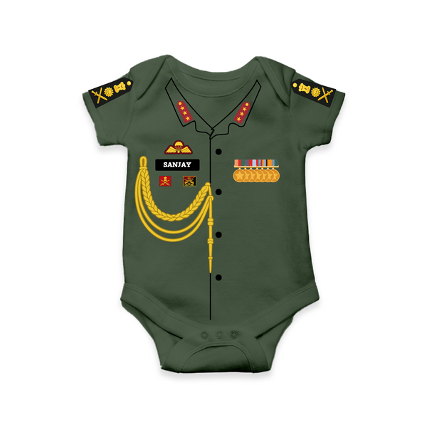 Personalized Indian Army Baby Romper – Custom Name Military Edition