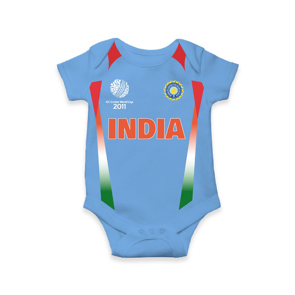 The 2011 Wankhede Glory Romper - Commemorating the moment India lifted the trophy after 28 years. - SKY BLUE - New Born (Chest 14")