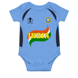 India Inspired Baby Cricket Jersey Romper – Tricolor Brush Stroke Edition