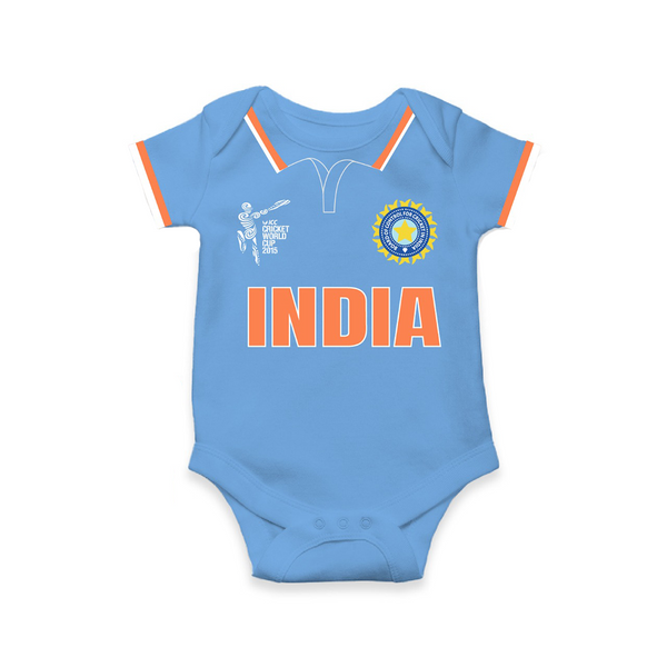 The 2015 Modern Blues Romper - A sleek, contemporary design from a new era of Indian cricket. - SKY BLUE - New Born (Chest 14")