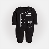 Custom Little Chef Sleep Suit | Personalized Sleep Suit for Your Future Cook - BLACK - New Born (Chest 7.5")