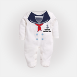 Little Sailor Sleep Suit | Custom Sleep Suit for Your Future Adventurer - WHITE - New Born (Chest 7.5")