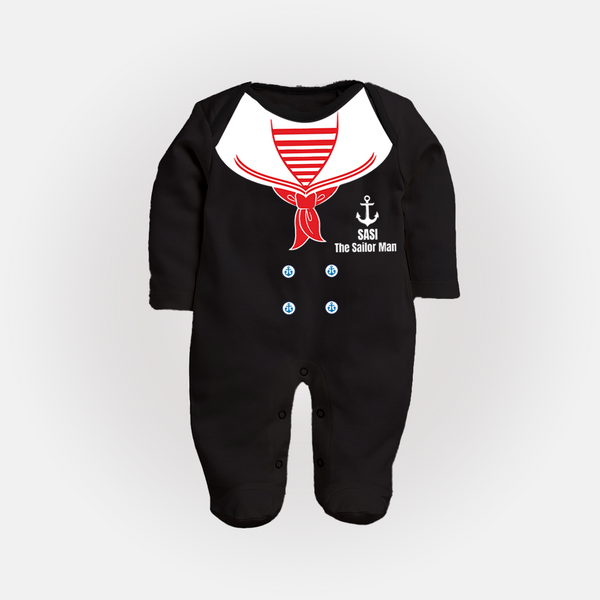 Little Sailor Sleep Suit | Custom Sleep Suit for Your Future Adventurer - BLACK - New Born (Chest 7.5")