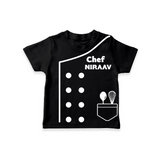 Custom Little Chef T-shirt | Personalized T-shirt for Your Future Cook - BLACK - 0-5 Months Old (Chest 17")