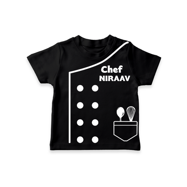Custom Little Chef T-shirt | Personalized T-shirt for Your Future Cook - BLACK - 0-5 Months Old (Chest 17")