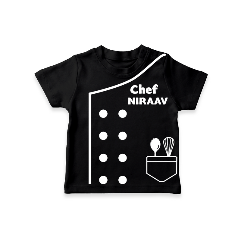 Custom Little Chef T-shirt | Personalized T-shirt for Your Future Cook - BLACK - 0-5 Months Old (Chest 17")