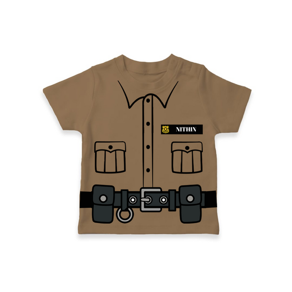 Little Police Officer T-shirt | Custom T-shirt for Your Future Hero - KAKI - 0-5 Months Old (Chest 17")
