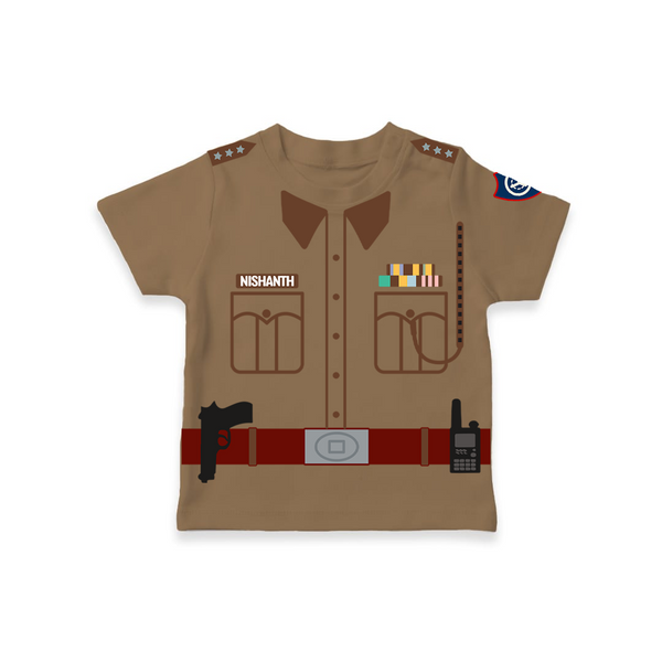 Little Officer T-shirt | Custom T-shirt for Your Future Hero - KAKI - 0-5 Months Old (Chest 17")