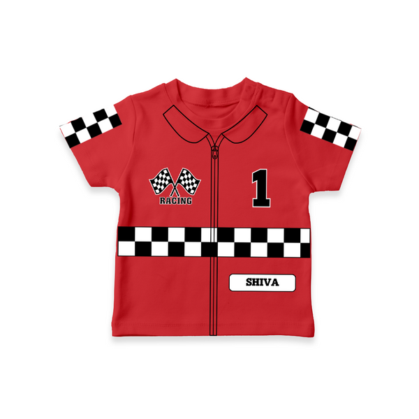 Personalized Little Racer T-shirt | Custom T-shirt for Your Future Driver - RED - 0-5 Months Old (Chest 17")