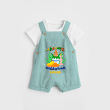"Step into vibrant hues with our "Puthandu Vibes" Customised Kids Dungaree - AQUA GREEN - 0 - 3 Months Old (Chest 17")