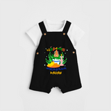 "Step into vibrant hues with our "Puthandu Vibes" Customised Kids Dungaree - BLACK - 0 - 3 Months Old (Chest 17")