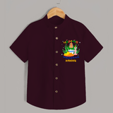 "Step into vibrant hues with our "Puthandu Vibes" Customised Shirt for Kids - MAROON - 0 - 6 Months Old (Chest 21")