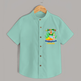 "Step into vibrant hues with our "Puthandu Vibes" Customised Shirt for Kids - MINT GREEN - 0 - 6 Months Old (Chest 21")