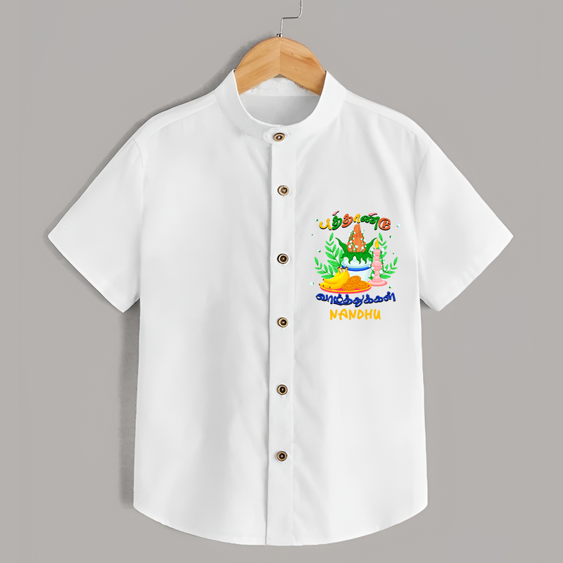 "Step into vibrant hues with our "Puthandu Vibes" Customised Shirt for Kids - WHITE - 0 - 6 Months Old (Chest 21")