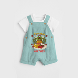 Embrace tradition with "Puthandu Valthukal" Customised Dungaree for Kids - AQUA GREEN - 0 - 3 Months Old (Chest 17")