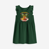 Embrace tradition with "Puthandu Valthukal" Customised Frock - BOTTLE GREEN - 0 - 6 Months Old (Chest 18")