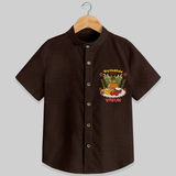 Embrace tradition with "Puthandu Valthukal"  Customised Shirt for Kids - CHOCOLATE BROWN - 0 - 6 Months Old (Chest 21")