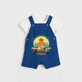 Make a statement with "This Cutie is Ready For Puthandu" vibrant colors Customised Kids Dungaree - COBALT BLUE - 0 - 3 Months Old (Chest 17")