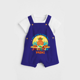 Make a statement with "This Cutie is Ready For Puthandu" vibrant colors Customised Kids Dungaree - ROYAL BLUE - 0 - 3 Months Old (Chest 17")