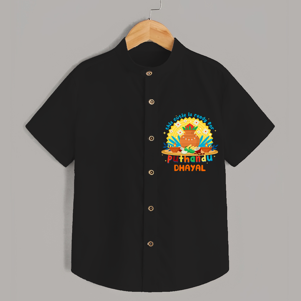 Make a statement with "This Cutie is Ready For Puthandu" vibrant colors  Customised Shirt for Kids - BLACK - 0 - 6 Months Old (Chest 21")