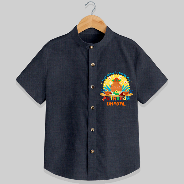 Make a statement with "This Cutie is Ready For Puthandu" vibrant colors  Customised Shirt for Kids - DARK GREY - 0 - 6 Months Old (Chest 21")