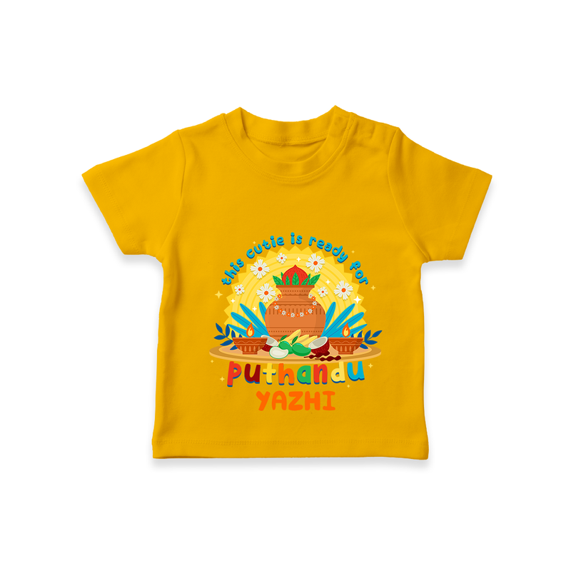 Make a statement with "This Cutie is Ready For Puthandu" vibrant colors Customised Kids T-Shirt - CHROME YELLOW - 0 - 3 Months Old (Chest 17")