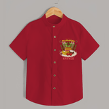 Stand out with eye-catching "My 1st Puthandu" designs of  Customised Shirt for Kids - RED - 0 - 6 Months Old (Chest 21")