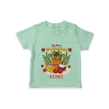 Stand out with eye-catching "My 1st Puthandu" designs of Customised Kids T-Shirt - MINT GREEN - 0 - 3 Months Old (Chest 17")