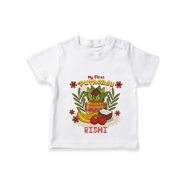 Stand out with eye-catching "My 1st Puthandu" designs of Customised Kids T-Shirt - WHITE - 0 - 3 Months Old (Chest 17")