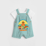 Elevate your wardrobe with "Exited For My 1st Puthandu" Customised Kids Dungaree - AQUA GREEN - 0 - 3 Months Old (Chest 17")