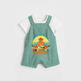 Elevate your wardrobe with "Exited For My 1st Puthandu" Customised Kids Dungaree - LIGHT GREEN - 0 - 3 Months Old (Chest 17")