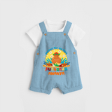 Elevate your wardrobe with "Exited For My 1st Puthandu" Customised Kids Dungaree - SKY BLUE - 0 - 3 Months Old (Chest 17")