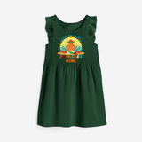 Elevate your wardrobe with "Exited For My 1st Puthandu" Customised Frock - BOTTLE GREEN - 0 - 6 Months Old (Chest 18")