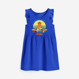 Elevate your wardrobe with "Exited For My 1st Puthandu" Customised Frock - ROYAL BLUE - 0 - 6 Months Old (Chest 18")