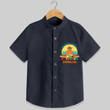 Elevate your wardrobe with "Exited For My 1st Puthandu"  Customised Shirt for Kids - DARK GREY - 0 - 6 Months Old (Chest 21")