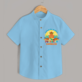 Elevate your wardrobe with "Exited For My 1st Puthandu"  Customised Shirt for Kids - SKY BLUE - 0 - 6 Months Old (Chest 21")