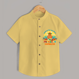 Elevate your wardrobe with "Exited For My 1st Puthandu"  Customised Shirt for Kids - YELLOW - 0 - 6 Months Old (Chest 21")